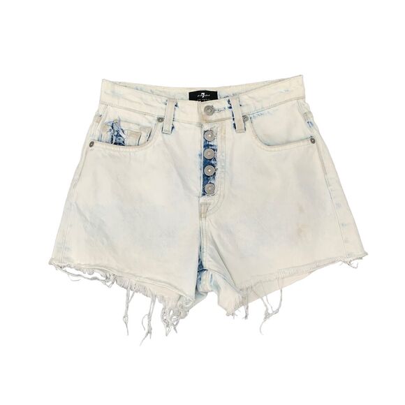 7 For All Mankind Ocean Avenue Shorts Womens 25 Distressed High Rise Button Fly - Picture 3 of 14